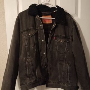 Levi's Black Denim Jacket with Sherpa Collar